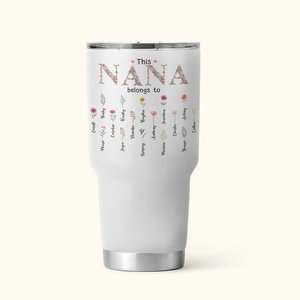 Gobelet 900ml Personnalisé avec 1-16 Fleurs de Naissance et Noms Cadeau de Fête des Mères pour Maman Grand-mère
