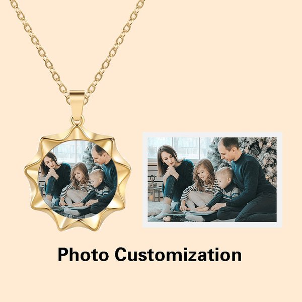 Collier Photo en Polygone Cubique Personnalisé avec Photo Cadeau Anniversaire Fête des Mères pour Elle
