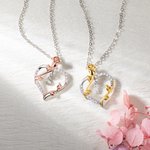 Collana personalizzata con ciondolo a cuore con iniziali in rosa e zircone regalo di compleanno per festa della mamma per lei