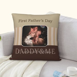 Personalised First Father's Day Photo Throw Pillow Cover with Text Home Decor Gift for New Dad