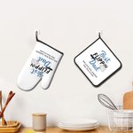 Personalisierte Best Flippin Dad Satz von 2 Küchenhandschuh und Topflappen mit Namen und Text Geburtstag Vatertag Geschenk für Kochliebhaber