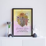 Personalised Birth Flower Bouquet Family Canvas Painting Mother's Day Birthday Gift for Mom Grandma