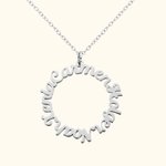 Personligt halsband med cirkel och flera namn Födelsedags- och jubileumsgåva till bestiefamilj