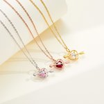 Collana personalizzata con freccia a cuore cavo e pietra di nascita Cupido Gioielli Regalo di compleanno di San Valentino per lei