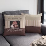 Personalized First Father's Day Photo Throw Pillow Cover with Text Home Decor Gift for New Dad