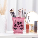 Porte-pinceau de Maquillage Personnalisé avec Nom Motif des Yeux Fermés Cadeau d'Anniversaire pour Elle