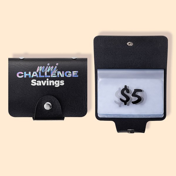 Personalized Leather Mini Saving Challenge Book Cash Stuffing with Name Birthday Gift for Kid Friend