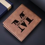 Personalisierte Foto Bifold PU-Leder Geldbörse mit Namen Initiale und Kartenfächern Vatertag Jahrestag Geschenk für Herren