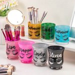 Porte-pinceau de Maquillage Personnalisé avec Nom Motif des Yeux Fermés Cadeau d'Anniversaire pour Elle