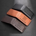 Personalised Engraved Leather Magnetic Money Clip with Text Birthday Valentine's Day Father's Day Gift for Husband Dad