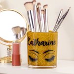 Porte-pinceau de Maquillage Personnalisé avec Nom Motif des Yeux Fermés Cadeau d'Anniversaire pour Elle