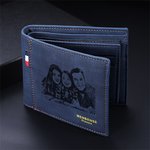 Gepersonaliseerde Foto PU Leren Heren Bifold Portemonnee met Gegraveerde Tekst en Meerdere Kaartsleuven Vaderdag Jubileum Cadeau voor Hem