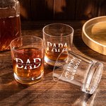 Gepersonaliseerd Modern Minimalistisch 10oz Whiskeyglas met Titel en 1-12 Namen Verjaardag Vaderdag Geschenk voor Papa Opa
