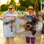 Personalized Super Absorbent Quick Dry Watercolour Pet Portrait Photo Beach Towel with Name Vacation Party Gift for Pet Lovers Owners