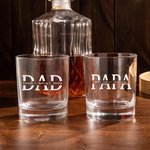 Gepersonaliseerd Modern Minimalistisch 10oz Whiskeyglas met Titel en 1-12 Namen Verjaardag Vaderdag Geschenk voor Papa Opa