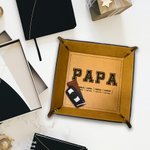 Personalised Multicolour Leather Catchall Snap Tray with 1-12 Names Desktop Storage Organizer Father's Day Birthday Gift for Father Grandpa