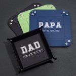 Personalised Multicolour Leather Catchall Snap Tray with 1-12 Names Desktop Storage Organizer Father's Day Birthday Gift for Father Grandpa