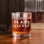 Gepersonaliseerd Modern Minimalistisch 10oz Whiskeyglas met Titel en 1-12 Namen Verjaardag Vaderdag Geschenk voor Papa Opa