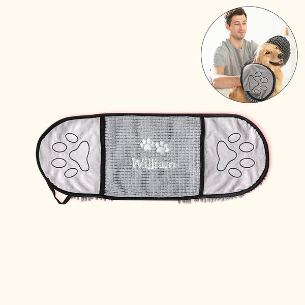 Toalla de baño personalizada para mascotas con nombre bordado y huella de pata Regalo de microfibra superabsorbente para dueño amante de mascotas
