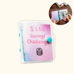 Personalised Mini Money Saving Challenge Binder with 15 Transparent Envelop Pages Cash ID Card Stuffing Gift for Family Friends