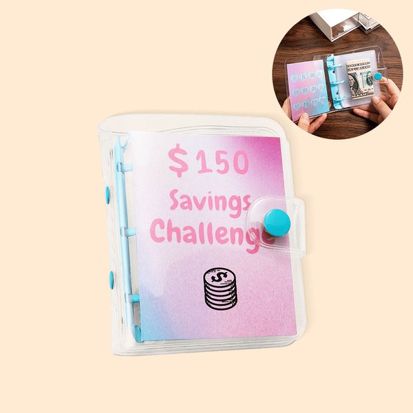 Personalised Mini Money Saving Challenge Binder with 15 Transparent Envelop Pages Cash ID Card Stuffing Gift for Family Friends
