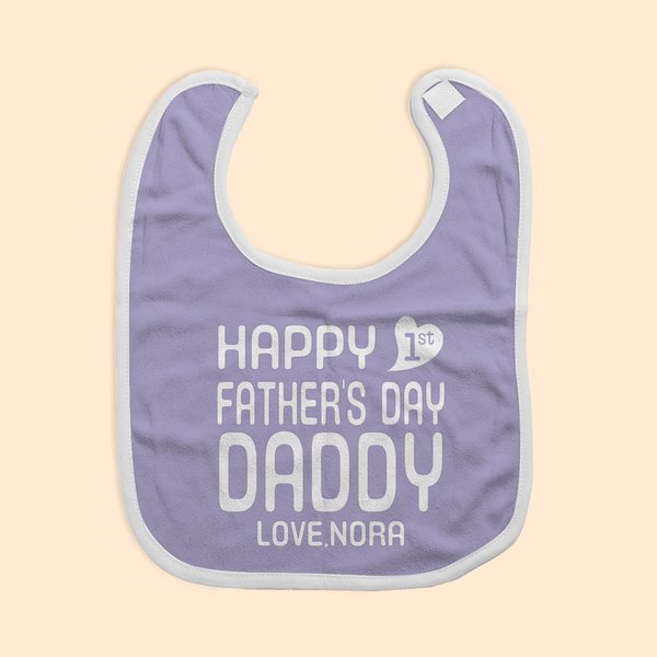 Babero Personalizado Feliz Primer Día del Padre Ajustable 100% Algodón con Apodo y Texto Regalo de Baby Shower para Bebé Bebé