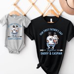 Camiseta de algodón 100% con diseño de papá abrazando a su bebé Camiseta de bebé a juego Nuestro primer día del padre juntos Regalo para papá primerizo Bebé