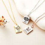 Personalised Engraved Pet Portrait Book Locket Necklace with Photo Name Birthday Gift for Pet Lover