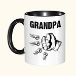 Taza de cerámica personalizada Fist Bump Daddy Team 11oz con título y 1-16 nombres Día del Padre Regalo de cumpleaños para papá Abuelo