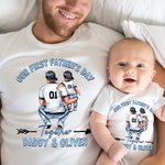 Camiseta de algodón 100% con diseño de papá abrazando a su bebé Camiseta de bebé a juego Nuestro primer día del padre juntos Regalo para papá primerizo Bebé