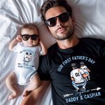 Camiseta de algodón 100% con diseño de papá abrazando a su bebé Camiseta de bebé a juego Nuestro primer día del padre juntos Regalo para papá primerizo Bebé
