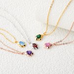 Collar personalizado de piedras de nacimiento Delicado Cumpleaños Día de la Madre Joyería Regalo para ella