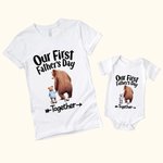 T-shirt Onesie Bébé Personnalisé avec Nom Vue de Dos Ours Papa Bébé Cadeau de Fête des Pères pour Nouveau Père Nouveau-né