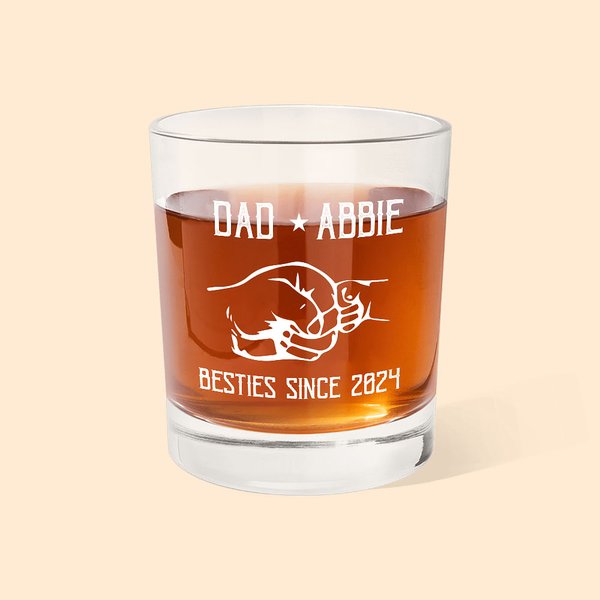 Gepersonaliseerd Papa en Baby Vuist Bult 10oz Whiskeyglas met Tekst Vaderdag Verjaardagscadeau voor Papa Opa Likeurliefhebber