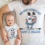 Camiseta de algodón 100% con diseño de papá abrazando a su bebé Camiseta de bebé a juego Nuestro primer día del padre juntos Regalo para papá primerizo Bebé