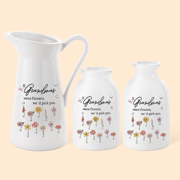 Personalisierte Wenn Mamas waren Blumen würden wir Sie wählen Keramik-Vase mit 1-16 Geburt Blumen Home Decor Muttertag Geschenk für Mama Oma