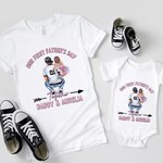Camiseta de algodón 100% con diseño de papá abrazando a su bebé Camiseta de bebé a juego Nuestro primer día del padre juntos Regalo para papá primerizo Bebé