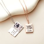 Personalised Engraved Pet Portrait Book Locket Necklace with Photo Name Birthday Gift for Pet Lover