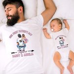 Camiseta de algodón 100% con diseño de papá abrazando a su bebé Camiseta de bebé a juego Nuestro primer día del padre juntos Regalo para papá primerizo Bebé