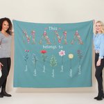 Couverture Douce Personnalisée avec 1-6 Noms et Fleurs de Naissance Cadeau Fête de Mères Anniversaire pour Femme