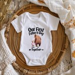 Personalized Cute Bears Hand in Hand 100% Cotton T-Shirt Baby Bodysuit with Name Our First Father's Day Gift for Daddy Baby