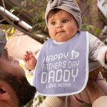 Babero Personalizado Feliz Primer Día del Padre Ajustable 100% Algodón con Apodo y Texto Regalo de Baby Shower para Bebé Bebé