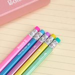 Boîte de 12 crayons HB personnalisés avec nom et éléments mignons Cadeau de rentrée scolaire pour enfants