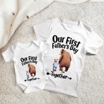 Personalized Cute Bears Hand in Hand 100% Cotton T-Shirt Baby Bodysuit with Name Our First Father's Day Gift for Daddy Baby