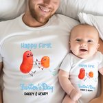 Gepersonaliseerd Happy First Farter's Day Potato 100% Katoenen Baby Onesie T-shirt met Naam Grappig Vaderdagcadeau voor Baby Nieuwe Vader
