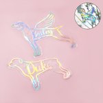 Personalizzato olografico senza traccia di gatto cane silhouette arcobaleno Prisma finestra Cling con nome Memorial regalo di compleanno per gli amanti degli animali domestici