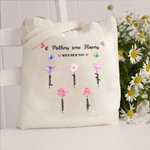 Personalisierte Omas Garten Aquarell Geburt Blume Canvas Tragetasche mit 1-14 Namen Muttertag Geburtstag Geschenk für Frau