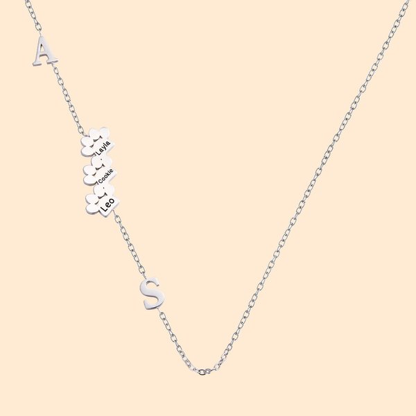 Personalisierte 1-3 niedlichen Pfoten Name Halskette mit Brief Geburtstag Memorial Geschenk für Tierliebhaber