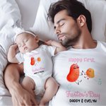 Gepersonaliseerd Happy First Farter's Day Potato 100% Katoenen Baby Onesie T-shirt met Naam Grappig Vaderdagcadeau voor Baby Nieuwe Vader