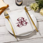 Personalised Monogram Linen Napkin with Embroidered Initial Mother's Day Wedding Gift for Her